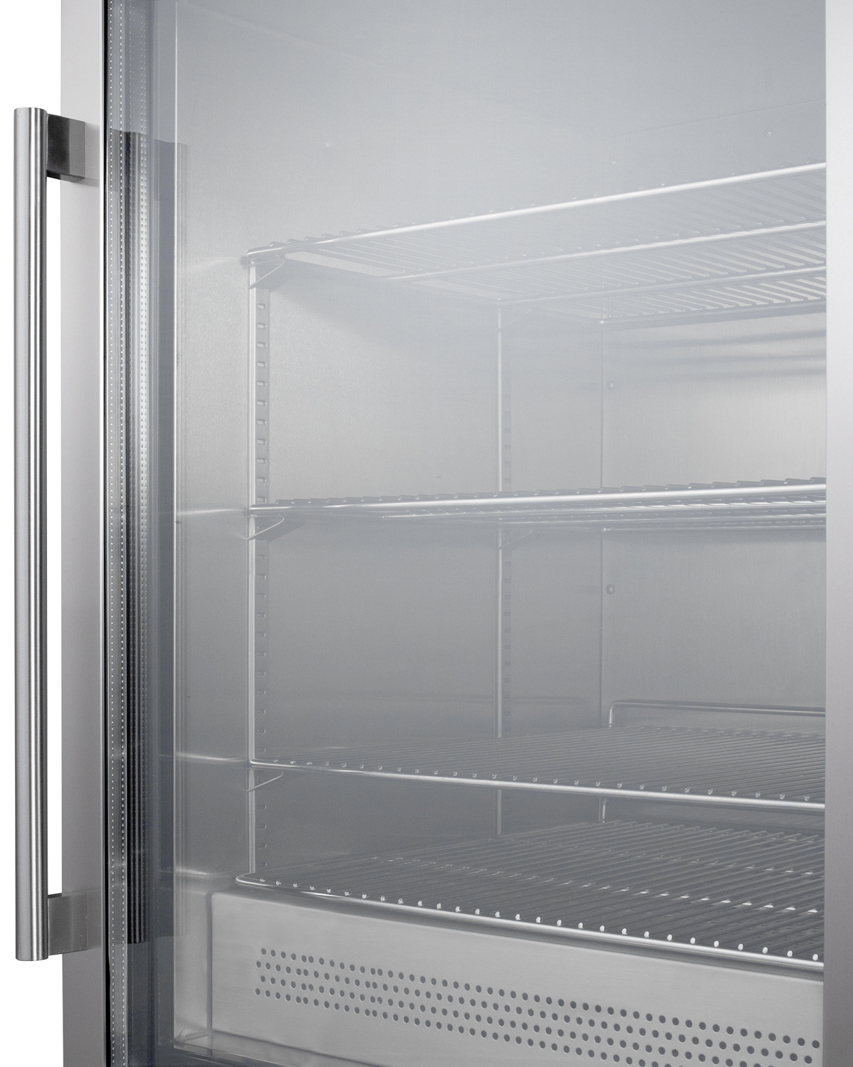 Undercounter single chamber passive heating blanket warmer with glass door, stainless steel interior and exterior, digital thermostat, and lock